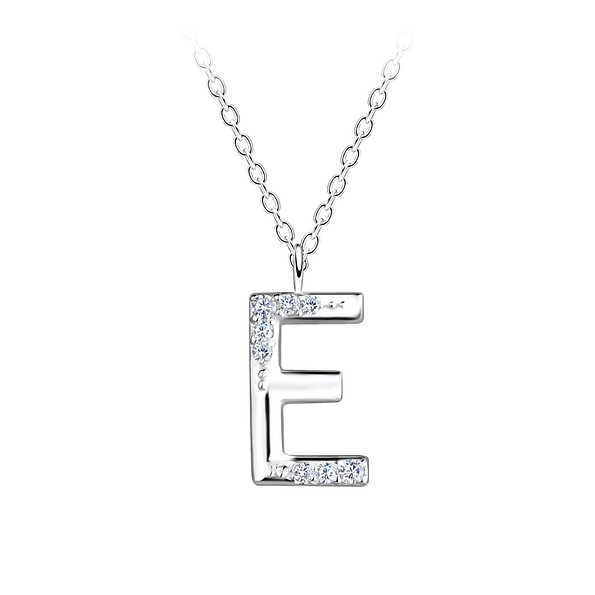 Wholesale Sterling Silver Letter E Necklace - JD19564