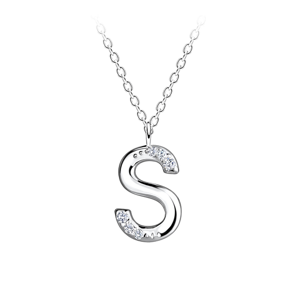 Wholesale Sterling Silver Letter S Necklace - JD19567