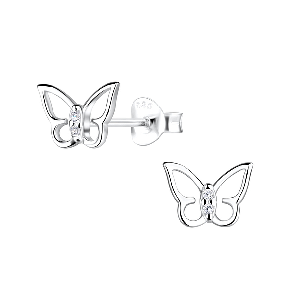 Wholesale Sterling Silver Butterfly Ear Studs - JD19491