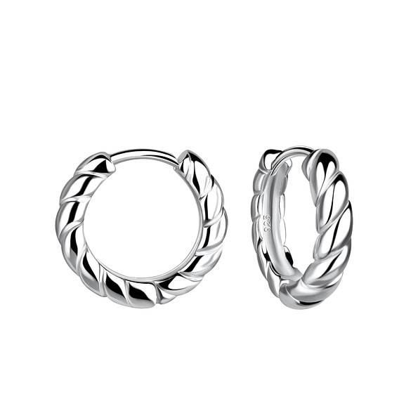 Wholesale 15mm Sterling Silver Twisted Huggie Earrings - JD19506