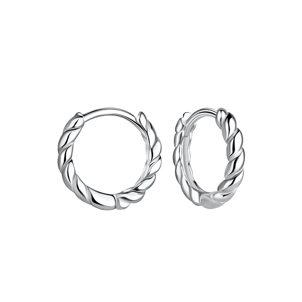 Wholesale 12mm Sterling Silver Twisted Huggie Earrings - JD19603