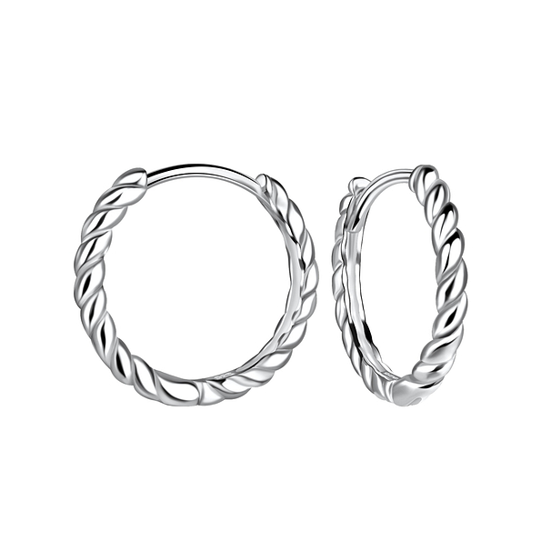 Wholesale 16mm Sterling Silver Twisted Huggie Earrings - JD19605