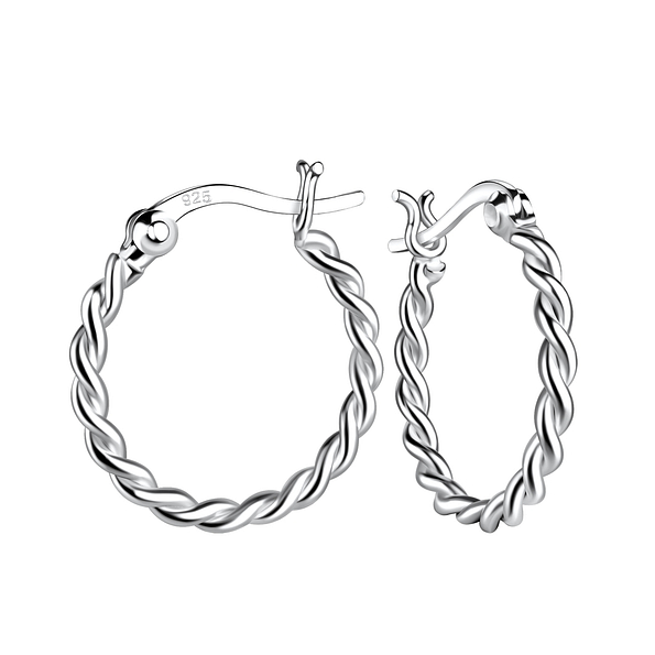 Wholesale 18mm Sterling Silver Twisted French Lock Ear Hoops - JD19520