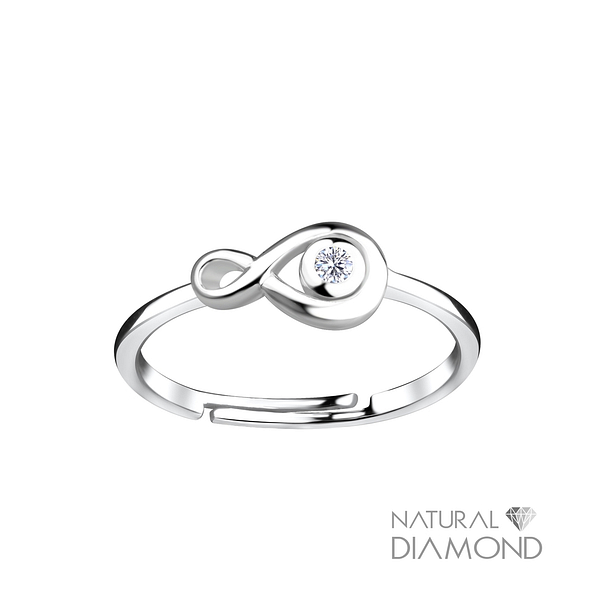 Wholesale Sterling Silver Infinity Adjustable Ring With Natural Diamond - JD17061