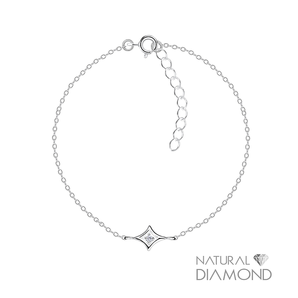 Wholesale Sterling Silver Diamond Shaped Bracelet With Natural Diamond - JD17065