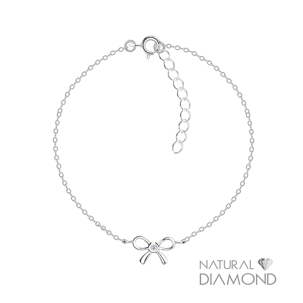 Wholesale Sterling Silver Bow Bracelet With Diamond - JD17077