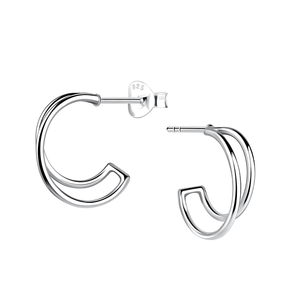 Wholesale Sterling Silver Half Hoop Ear Studs - JD19621