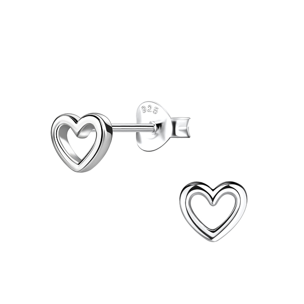 Wholesale Sterling Silver Heart Ear Studs - JD19724