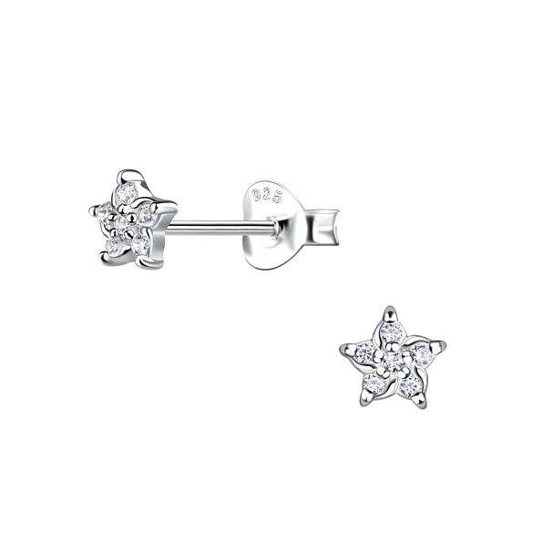 Wholesale Sterling Silver Flower Ear Studs - JD19746