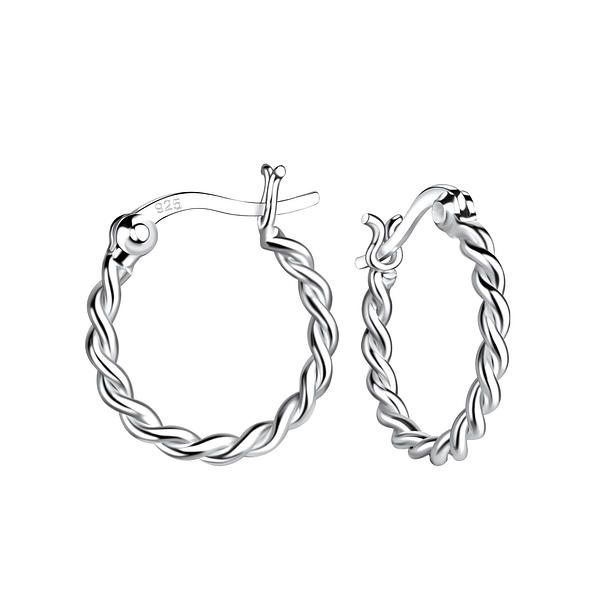Wholesale 13mm Sterling Silver Twisted French Lock Ear Hoops - JD19616