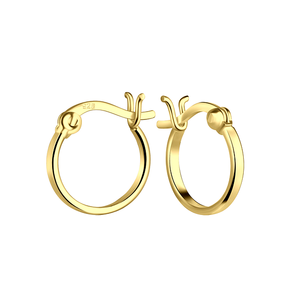 Wholesale 12mm Sterling Silver French Lock Ear Hoops - JD19676