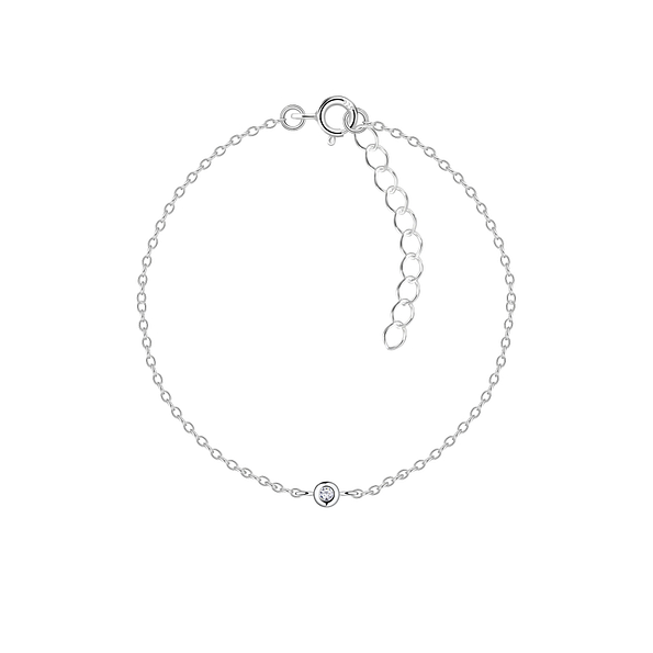 Wholesale Sterling Silver Single Stone Bracelet - JD19912