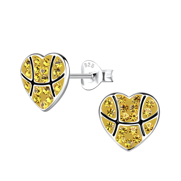 Wholesale Sterling Silver Basketball Heart Ear Studs - JD19871