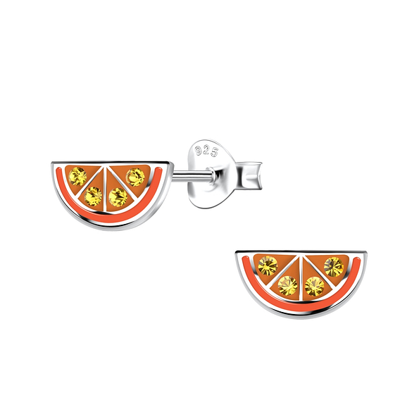 Wholesale Sterling Silver Orange Ear Studs - JD19894