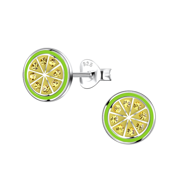 Wholesale Sterling Silver Lime Ear Studs - JD19940