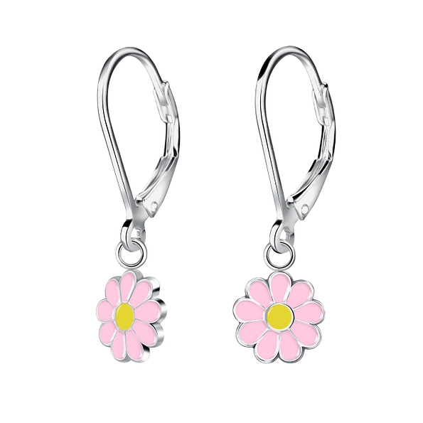 Wholesale Sterling Silver Daisy Flower Lever Back Earrings - JD17924