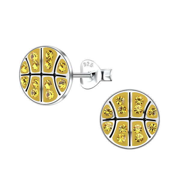 Wholesale Sterling Silver Basketball Ear Studs - JD19884