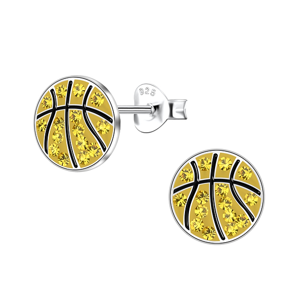 Wholesale Sterling Silver Basketball Ear Studs - JD20038