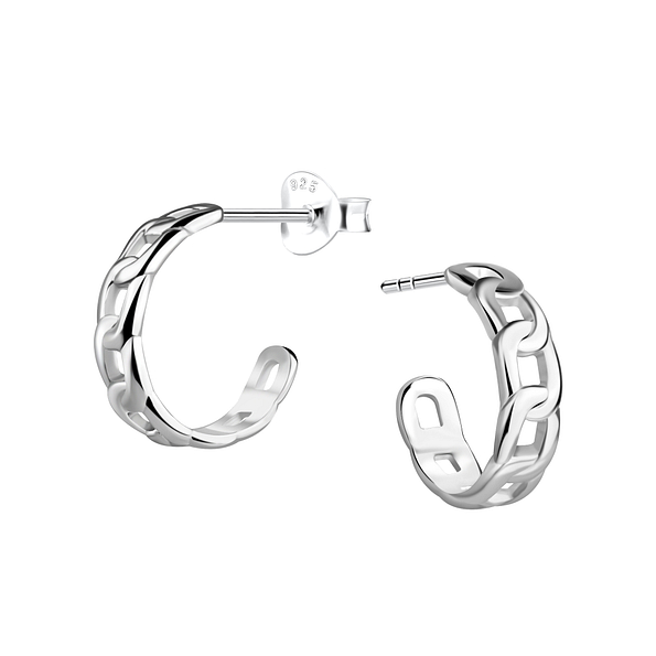 Wholesale Sterling Silver Half Hoop Ear Studs - JD19728