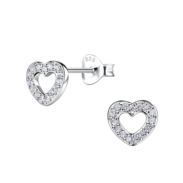 Wholesale Sterling Silver Heart Ear Studs - JD20089