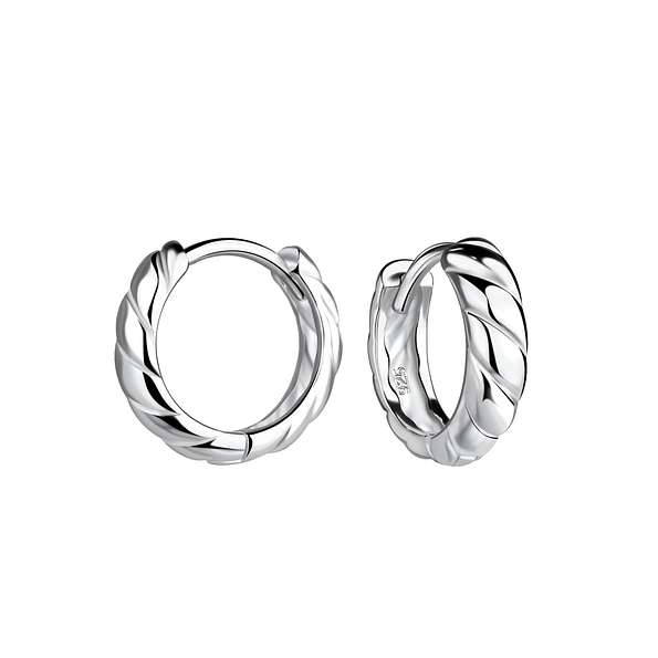 Wholesale 13mm Sterling Silver Twisted Huggie Earrings - JD19730