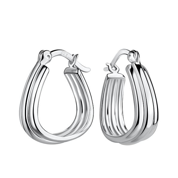 Wholesale Sterling Silver Patterned French Lock Ear Hoops - JD19982