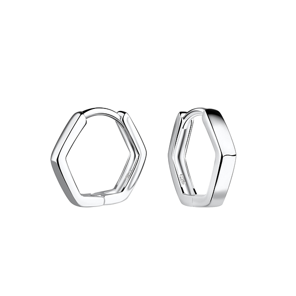 Wholesale 13mm Sterling Silver Geometric Huggie Earrings - JD20109