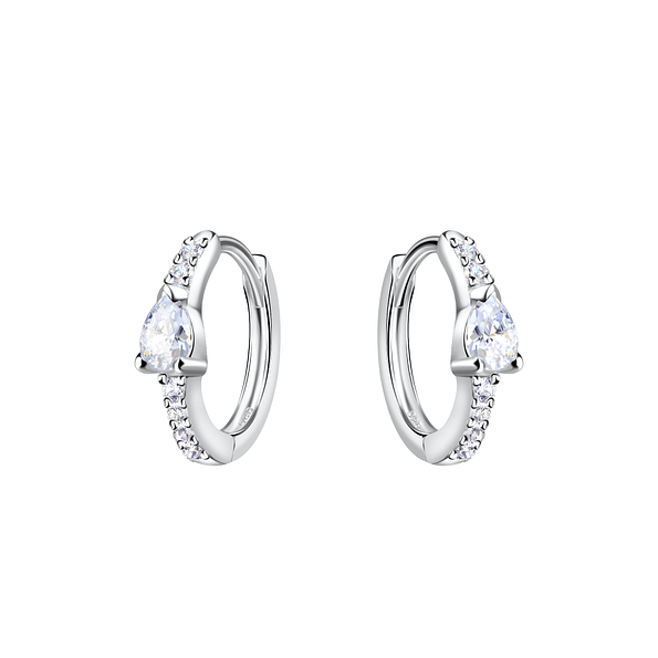 Wholesale Sterling Silver Cubic Zirconia Huggie Earrings - JD20112