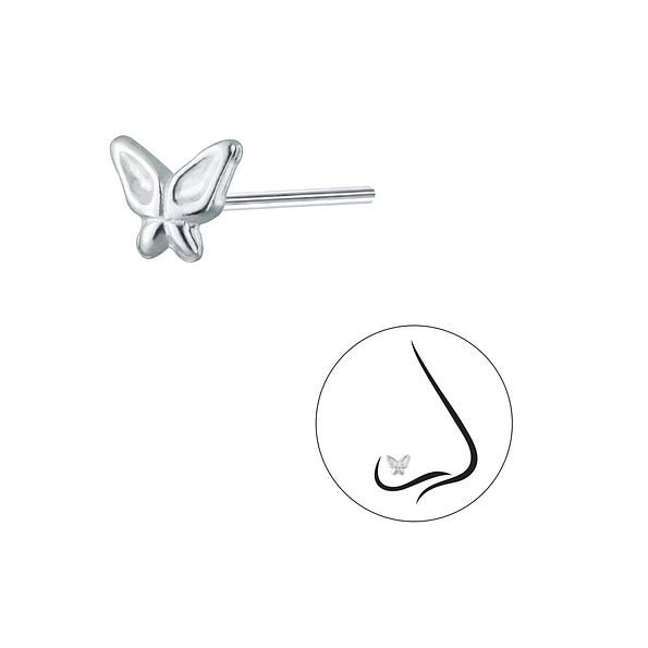 Wholesale Sterling Silver Butterfly Nose Stud - JD1581