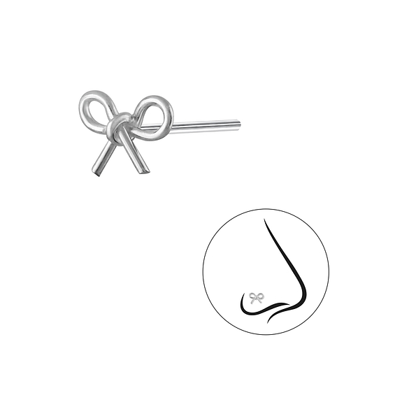 Wholesale Sterling Silver Bow Nose Stud - JD1583