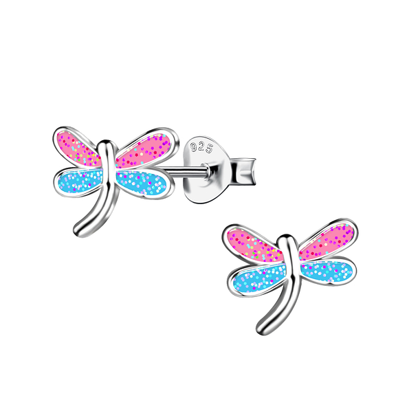 Wholesale Sterling Silver Dragonfly Charm Ear Hoops - JD20163