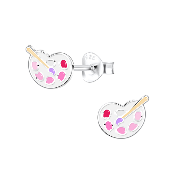 Wholesale Sterling Silver Palette and Paintbrush Ear Studs - JD17794