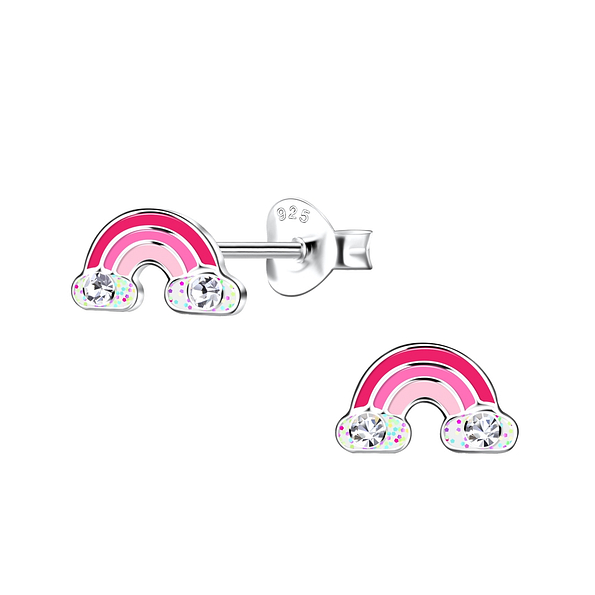 Wholesale Sterling Silver Rainbow Ear Studs - JD20281