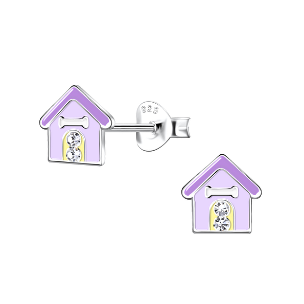 Wholesale Sterling Silver Dog House Ear Studs - JD20389