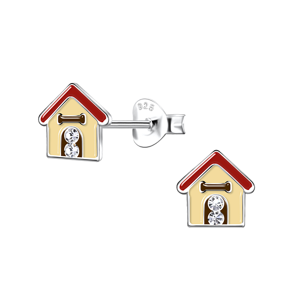 Wholesale Sterling Silver Dog House Ear Studs - JD20388