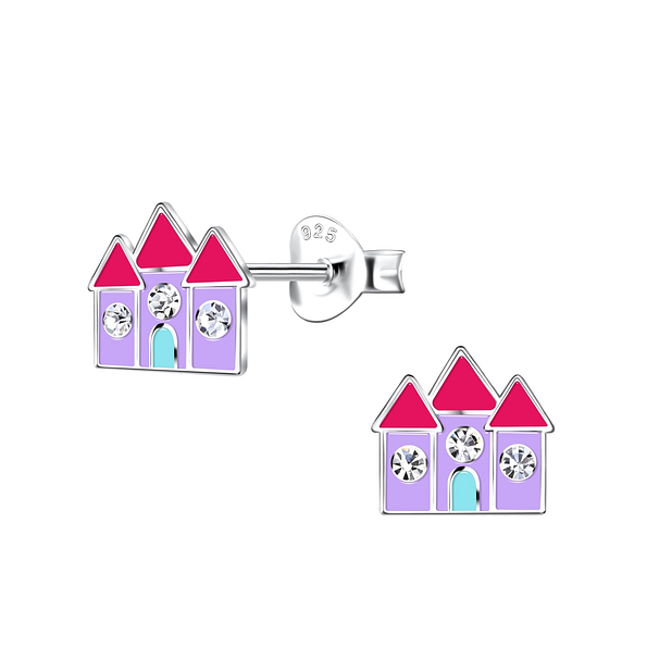 Wholesale Sterling Silver Castle Ear Studs - JD20263