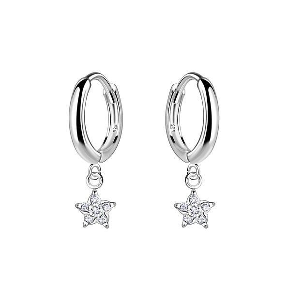 Wholesale Sterling Silver Star Charm Huggie Earrings - JD20030