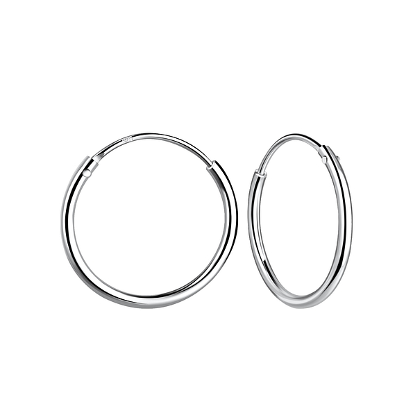 Wholesale 14mm Sterling Silver Thin Ear Hoops - JD16532