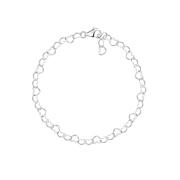 Wholesale 18cm Sterling Silver Heart Bracelet - JD19165