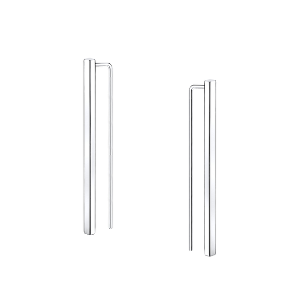 Wholesale Sterling Silver Bar Thread Through Earrings - JD9493