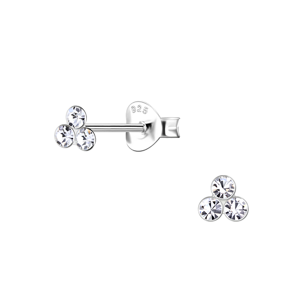 Wholesale Sterling Silver Three Stones Ear Studs - JD20051