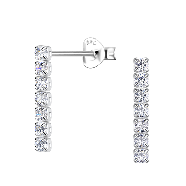 Wholesale Sterling Silver Tennis Bar Ear Studs - JD20539