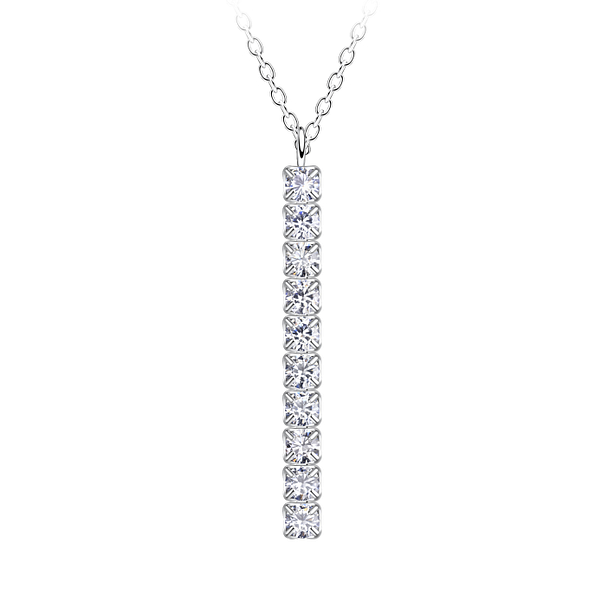 Wholesale Sterling Silver Tennis Bar Necklace - JD20546