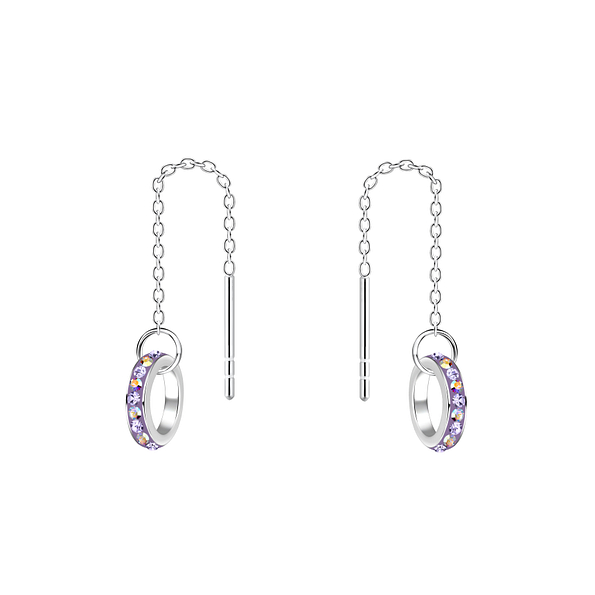 Wholesale Sterling Silver Thread Through Crystal Earrings - JD11367