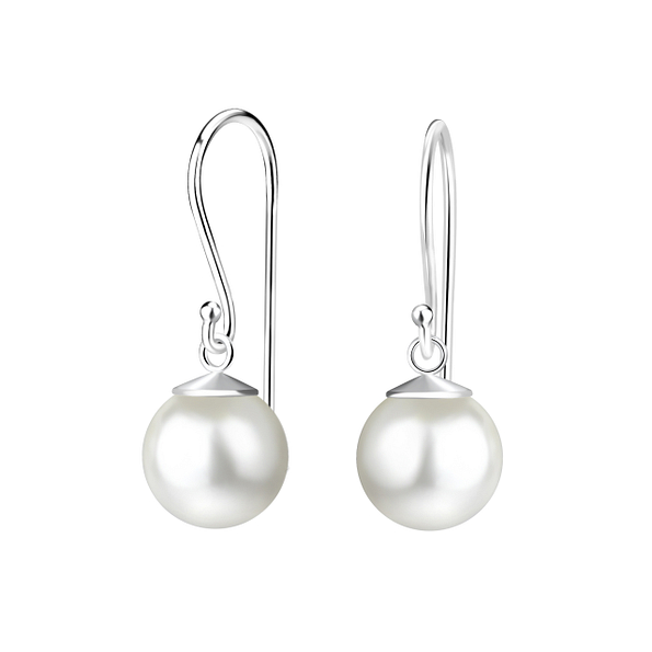 Wholesale 8mm Pearl Sterling Silver Earrings - JD19525