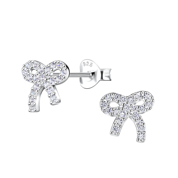 Wholesale Sterling Silver Bow Ear Studs - JD20574