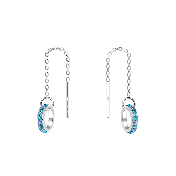 Wholesale Sterling Silver Thread Through Crystal Earrings - JD11660