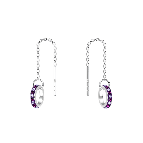 Wholesale Sterling Silver Thread Through Crystal Earrings - JD11659