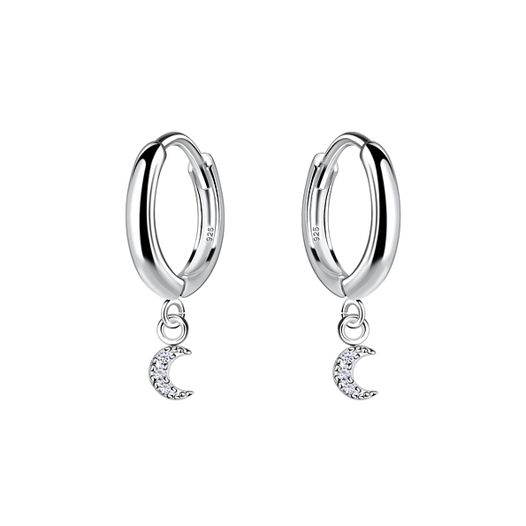 Wholesale Sterling Silver Moon Huggie Earrings - JD19965