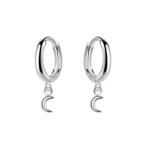 Wholesale Sterling Silver Moon Charm Huggie Earrings - JD20012
